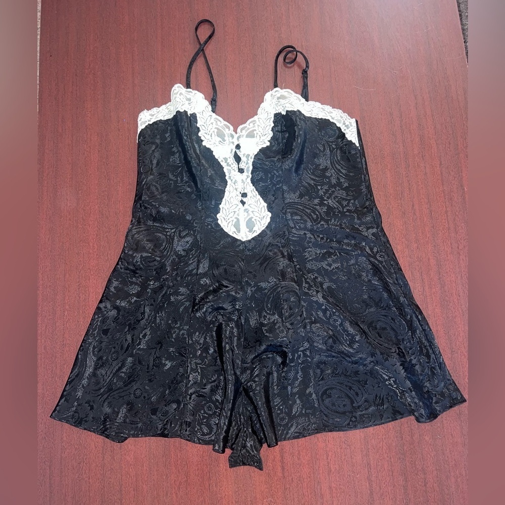 Delicates Black and White Lace Chemise